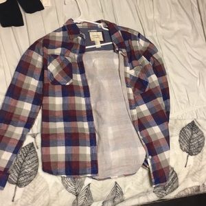 Adorable maroon, blue and white flannel